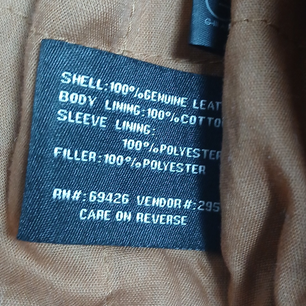 EUC Black Rivet Men's Tan Bomber Jacket 100% Leather - Picture 5 of 8